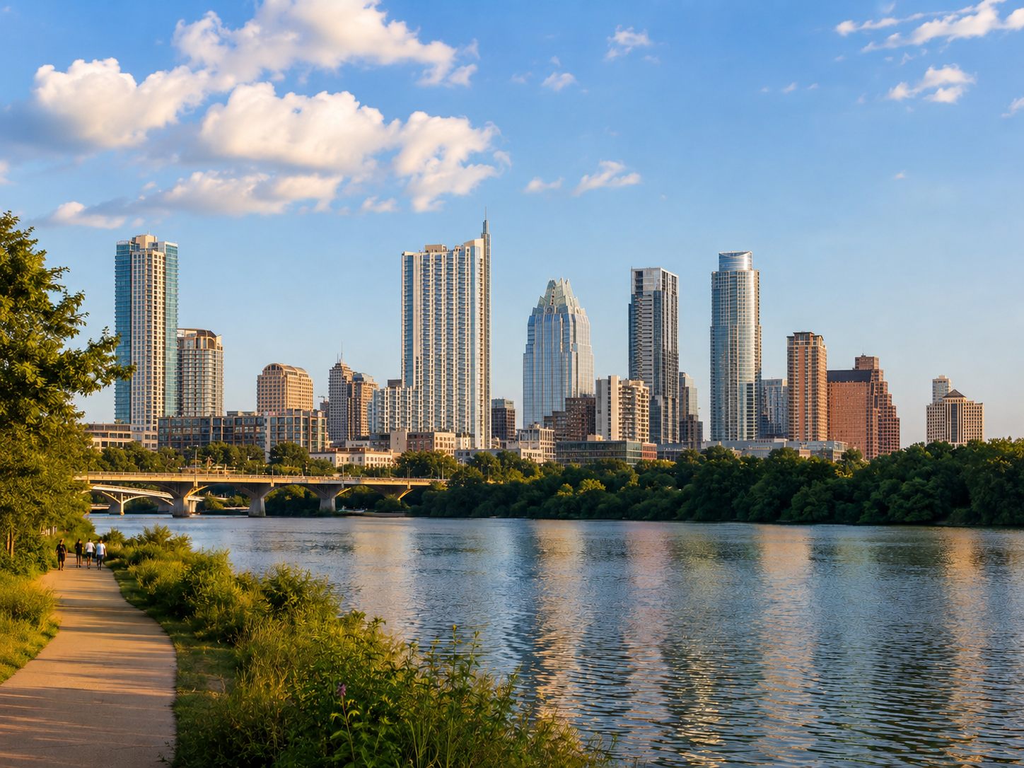 Austin, Texas downtown skyline viewed across Lady Bird Lake